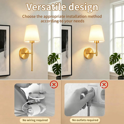 No Strings Attached Battery Wall Sconces Set Of Two Rechargeable Wireless Indoor Lights Cordless Modern design for easy installation.