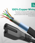 2 Prong Polarized 5Ft C7 Power Cord Replacement showing copper wiring and polarized plug for TVs, PS1, PS2, sewing machines, audio gear.