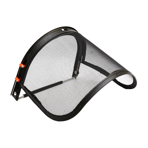 Heavy Duty Face Shield And Snap Mount Bracket Steel Wire Hard Hat Visor Keeping Your Eyes Locked Down And Protected While Trimming Logging Or Running Yard Maintenance Jobs In Black