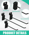 Bulk Slatwall Hooks Set 200 Pcs Metal Hanging Panel Display Hangers For Garage, Shop, And Retail Use Includes 4 Inch 6 Inch And 8 Inch Black Hooks Heavy Duty