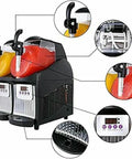 Pro Level Dual Tank Frozen Drink Maker And Slushie Dispenser with colors and dispensing nozzles for smoothies and ice cream.