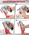 Top Tier 2 In 1 Cordless Electric Staple Gun And Brad Nailer Combo For Quick Woodworking and Home Fixes showing loading nails and staples.