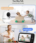 5 Inch HD Video Baby Monitor With Camera And Audio Skip The Wifi Shuffle showing two-way talk feature with child and dog.