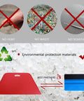 Pro Grade Wallpaper Smoothing Tool Kit 15 Piece Set with environmental protection materials and no waste icons, red and blue squeegees