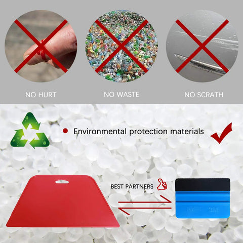 Pro Grade Wallpaper Smoothing Tool Kit 15 Piece Set with environmental protection materials and no waste icons, red and blue squeegees