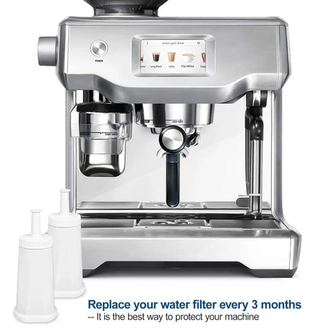 Replacement Water Filter For Breville Oracle Sage Claro Swiss Barista And Bambino Espresso Machines, Pack Of 4 next to espresso machine