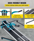 BestEquip 48-inch manual tile cutter with turquoise frame, dual steel rails and adjustable support feet