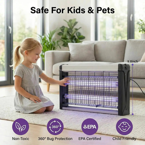 Indoor Bug Zapper For Home And Business And Restaurants 20W High Voltage Fly Trap Grid At 2800V With Protective Mesh Guard Covers