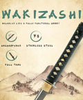 Unsharpened Stainless Steel Wakizashi Iaito for Iaido Training and Kata Practice, 21 Inch Blade, handle detail