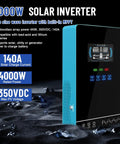 4000W Hybrid Solar Inverter With 24V DC To 120V AC Pure Sine Wave Glass LCD Display shown on rocky surface