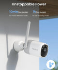 Top Shelf 2K Wireless Outdoor Security Camera Equipped With Badass Solar Power And Massive Battery Reserve Plus 10 Second Pre Recording For Legit Motion Triggers And Slick Night Vision Clarity mounted on wall.