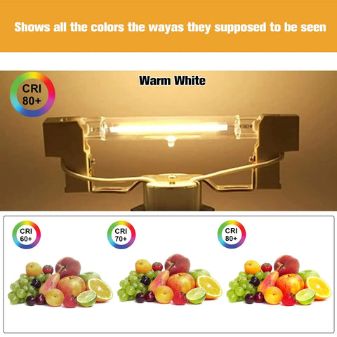 15W 118mm R7S LED Bulbs 2 Pack Dimmable J Type Double Ended Flood Light 120V 3000K Warm White 80+ CRI display