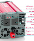 Heavy Lifter Three Thousand Five Hundred Watt Pure Sine Wave Power Inverter rear view with USB port, AC outputs, and cooling fans.