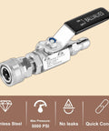 Power Town stainless steel ball valve pressure washer with 3/8 inch quick-connect, 5000 PSI, side view