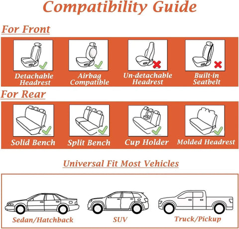 Compatibility guide for Premium Full Seat Cover Set For Cars All Five Seats Waterproof Nappa Leather Front And Rear Car Seat Protector