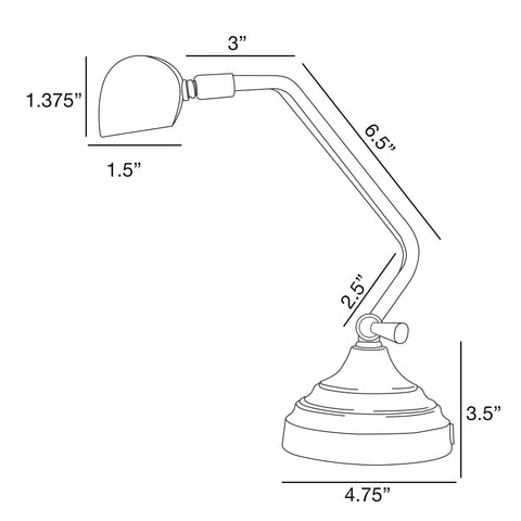 Diagram of 12 LED Piano Desk Lamp With Dimmer In Oil Rubbed Bronze Perfect For Your Dope Home Studio Or Keyboard Desk Eye Friendly Lighting Ultra Low Heat Energy Efficient LEDs Last Over Fifty Thousand Hours Keeps Your Workspace Bright And Comfortable showing dimensions and structure