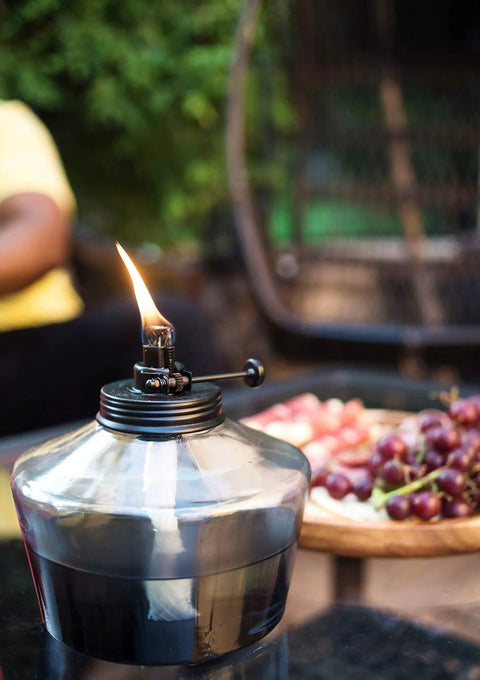 6.25 Inch Adjustable Flame Penta Glass Votive Tabletop Torch For Cozy Patio Vibes Watercolor Blue Outdoor Lighting