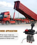 Power Take Off PTO Control Valve Air Kit With Switch in cab for dump trucks and tippers shown with hoisted trailer