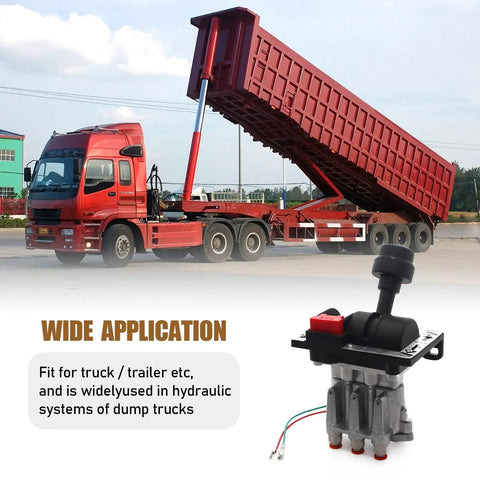 Power Take Off PTO Control Valve Air Kit With Switch in cab for dump trucks and tippers shown with hoisted trailer