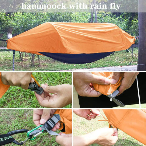 Ultra Lightweight Camping Hammock With Mosquito Net And Rainfly A Backpacker Ready Portable Sleeping Hammock Tent Orange
