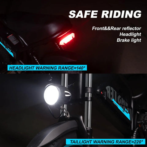 Dope Fat Tire Electric Mountain Bike With 800W Peak Motor 20 MPH Top Speed Removable Battery Front Fork Suspension 16 Inch Teens Ebike Wider Seat For All Day Comfort Up To 35 Mile Range For Leisure Riding And Commuting, with front light and rear brake light