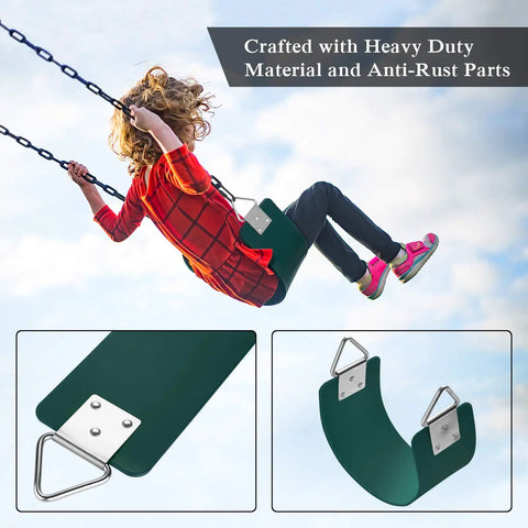 Heavy Duty Backyard Swing Seat For Kids And Adults, 30.4 Inch Long By 6 Inch Wide, Green Yard Swing With Metal Triangle Ring