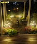 Solar Garden Lights Outdoor With Bendable Copper Wire And 120 LED Firework Beads, Warm White IP65 Waterproof illuminating patio area