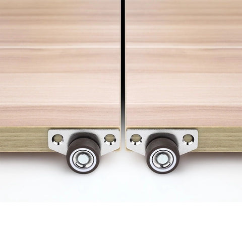 Mini Side Mount Casters Set 1.25 Inch Low Profile Fixed Non Swivel Rubber Wheels with Metal Plate for Furniture and Cabinets