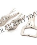 Locking Grip Welding Clamp Set 3 Piece Includes 11 Inch C Clamp, 10 Inch Flat Nose Welding Vise, 10 Inch Claw Type Welding Vise