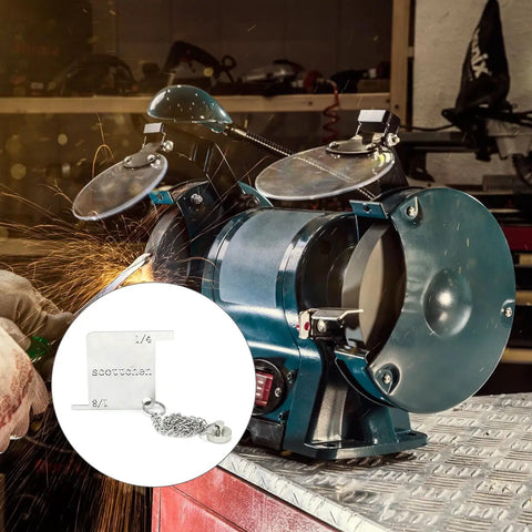 Image of Solid Bench Grinder Safety Gauge With Dead Nuts Accurate Magnetic Holder And Portable Storage Box for checking wheel clearance.