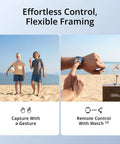 Osmo Mobile 7 Gimbal Stabilizer For iPhone And Android with remote control on beach using watch and gesture control.