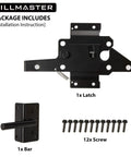 Heavy Duty Self Locking Gate Latch For Wood Fences And Metal Gates Post Mount Gravity Door Lock With Fingertip Release And Pull String Pool Safe Outdoor Garden Black Finish 2 Pack, parts included