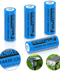 14430 3.2V Rechargeable LiFePO4 Battery 500mAh For Outdoor Solar Garden Lights Shaver Flashlight Toothbrush 4 Pack