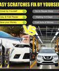 Comparison of White Pearl TriCoat Nissan Touch Up Paint Kit With Pen Tip And Brush beside a car repair shop