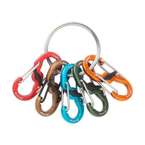 Colorful S Biner Keyring Set with Five MicroLock Carabiners for quick key organization on a lightweight aluminum locker keychain