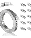 Heavy Duty 2 Pack Stainless Steel Pipe Clamp Bands With Adjustable Hose Clamps For 12 Feet Of Durable Rigid Core Gripping Power That Locks Tight And Never Slips Under Heavy Pressure Or Rough Conditions, stainless steel band and clamps