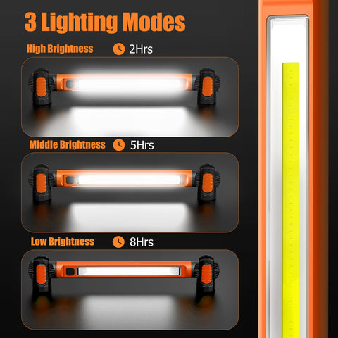 Rechargeable Magnetic LED Work Light 3000LM With 5200mAh Battery, Cordless Underhood Utility Lamp For Mechanics, Hooks And Magnetic Mount, Inspection Workshop Emergency Lighting For Cars And Home