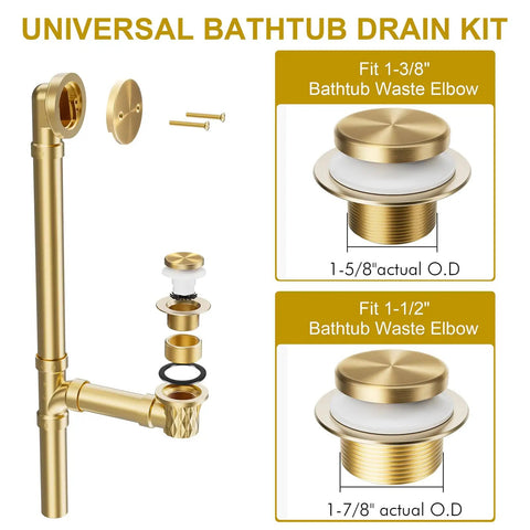 Sleek Champagne Bronze Bathtub Drain Kit With Overflow And Integrated Hair Catcher For A Major Bathroom Flex Featuring Smudge Proof Coating.