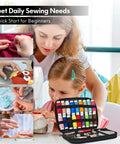 87 Piece Sewing Kit With Embroidery Supplies For Adults Beginners Complete Portable Repair Set Open with Threads and Tools