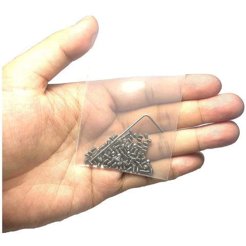 100 Piece Set Of Four Forty By One Eighth Inch Stainless Steel Hex Socket Set Screws With 1.27mm Allen Key Included Grub Screws