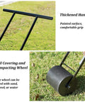 Manual Hand Push Garden Seeder With Wheel For Easy No Bend Planting Saves Time And Effort, view of handle and wheel