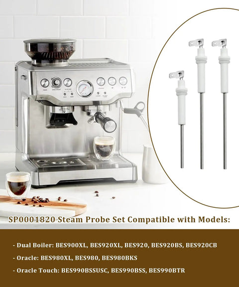 Top Shelf Sp0001820 Espresso Steam Wand Kit Compatible With Breville Dual Boiler And Oracle Models featuring three white silicone probes.