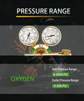 Medium Duty Oxygen Regulator With CGA540 Inlet Forged Brass UL Listed Dual 2 Inch Gauges For Welding And Cutting Setups Easy Readout And Reliable Performance, 0-200 PSI gauges