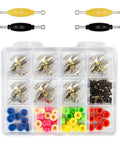 Premium Fingerboard Repair Kit Featuring 31 Millimeter Trucks with fasteners and vibrant multi color wheels in a clear storage box.