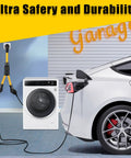 Heavy Duty 50 Amp Y Splitter Adapter Cord For Rv And Ev Charging Nema 14 50P connecting an electric vehicle and a washing machine.