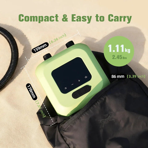 Compact Electric SUP Pump With Battery For Paddle Boards, Dual Stage Inflation, Auto Shut Off, 20 PSI High Pressure