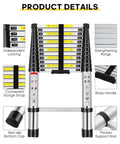 Product details of 12.5 Foot Aluminum Telescoping Ladder With Two Replacement Non Slip Rubber Covers Portable Multi Purpose Extension Ladder For Indoor Outdoor DIY Projects Easy Auto Lock Stages 330 Pound Load Capacity