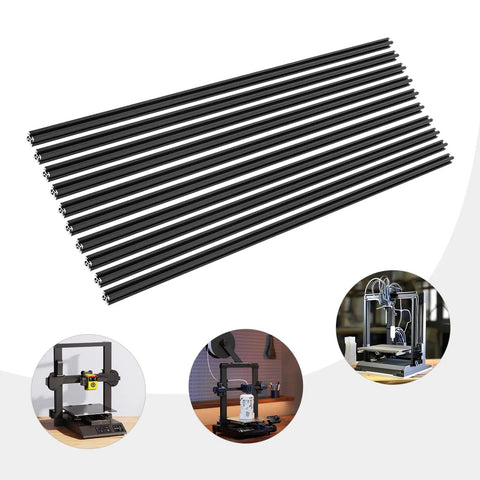 10 piece 1000mm T Slot Aluminum Extrusion For 3D Printer Parts And CNC DIY Black Anodized Linear Rail Frame in use with 3D printers.
