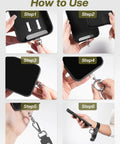 Step-by-step usage of Clip And Go Phone Strap With Wallet Crossbody Lanyard Adjustable And Detachable RFID Wristlet Wallet With ID Window And Zipper Black Provides Hands Free Everyday Carry Secure Slim And Travel Ready