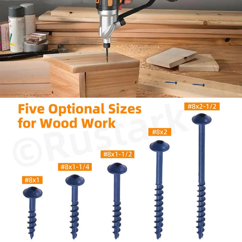 Pocket Hole Screws Kit With Drive Bit 101 Pcs Blue Coated Square Drive Coarse Thread Wood Screws for DIY furniture
